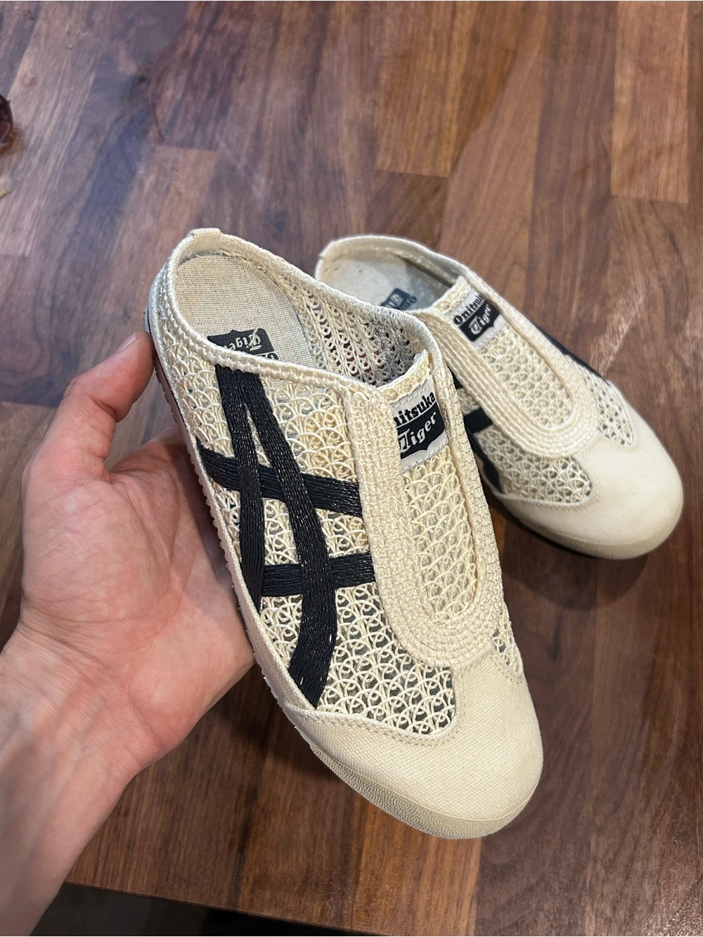 Onitsuka Tiger by Asics Kids Cream Slip-On Sneakers with Black Stripes